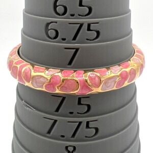 Joan Rivers Hinged Bangle Bracelet Lavender Pink Enamel Mosaic Leopard Spots 7.5